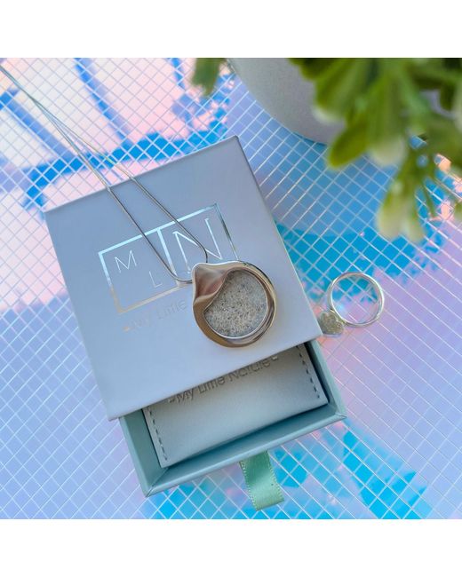 My Little Nature Blue Neutrals Handcrafted Designer Necklace With Natural Beach Sand – Vacation-Inspired Jewelry Pendant