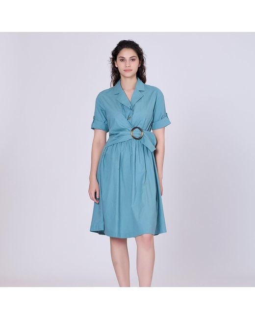 Smart and Joy Purple Shirt Dress With Belt And