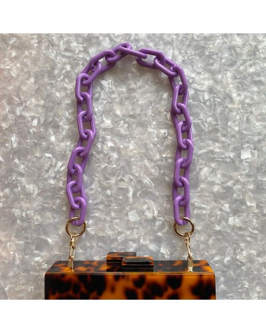 CLOSET REHAB Purple Chain Link Short Acrylic Purse Strap In Lilac