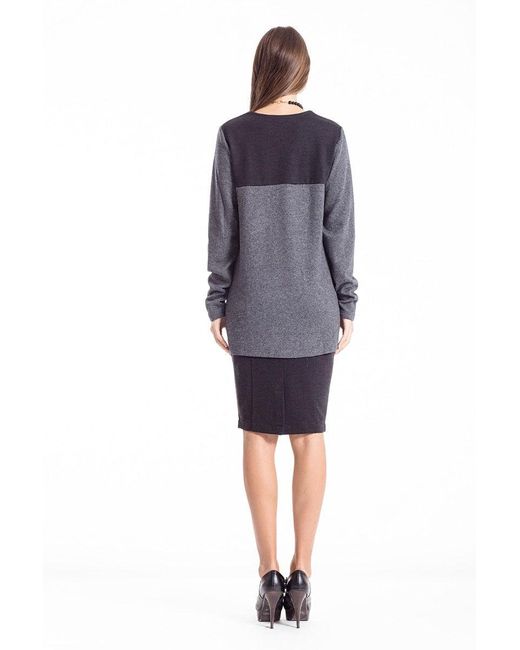 Conquista Black Wool Blend Block Colour Cardigan Anthracite