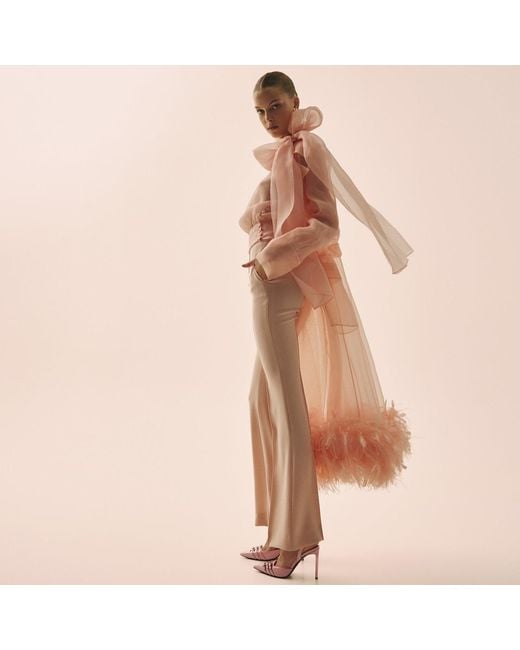 Lita Couture Pink Flawless Bow Organza Blouse