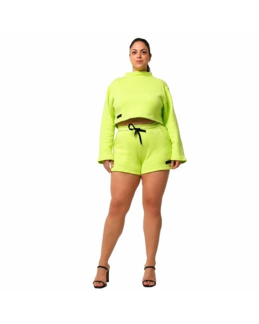 Modrn Studio Yellow Ultra-Soft Cotton Crop Sweatshirt