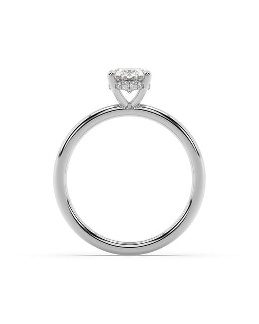 Artisan White 14K Solitaire Ring With Oval Lab-Grown Diamond
