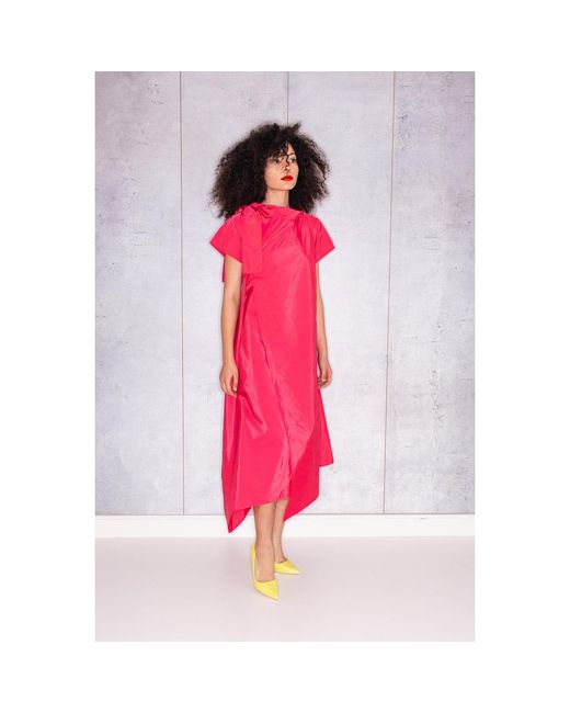 Bianca Popp Red Halves Dress With Shoulder Ribbon