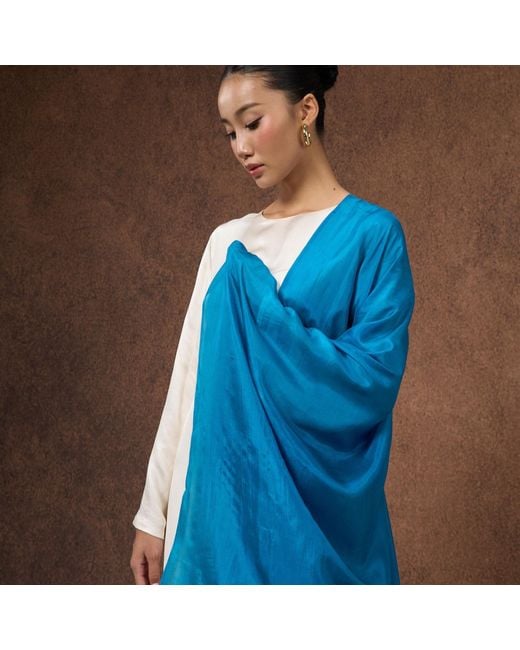 Silk and Bears Blue Silk Scarf – Hand-Dyed Mulberry Silk Shawl, Wedding & Evening Wrap