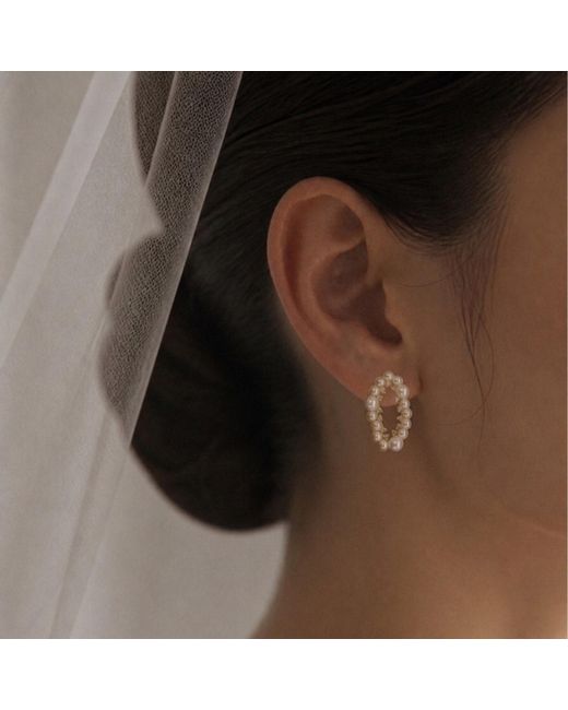 Agora Jewellery Metallic Juliet 14K Diamond Pearl Earrings