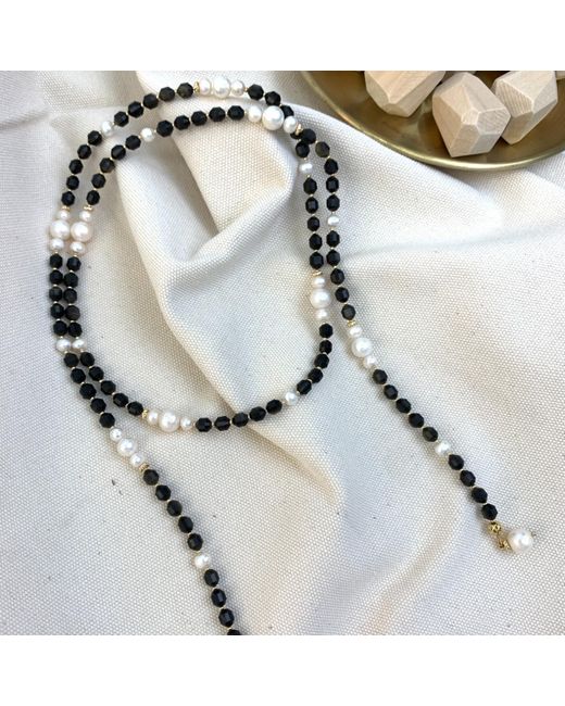 Farra Metallic Obsidian And Pearls Multiway Necklace