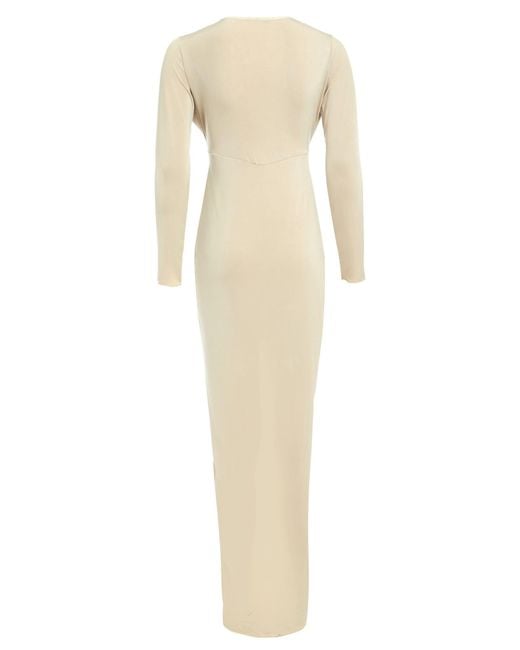 Sarvin Natural Neutrals Low Cut Dress Plunging Neckline
