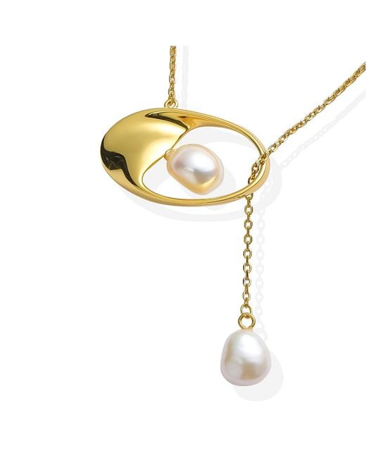 Lait & Lune Metallic Talise Pearl Lariat Necklace