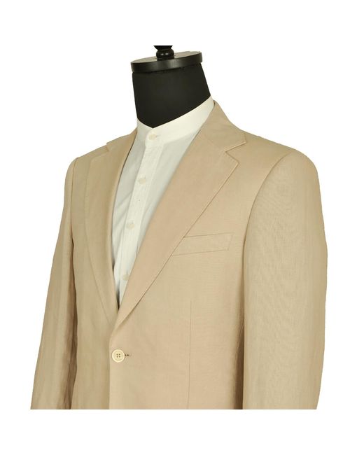 DAVID WEJ Natural Neutrals Hugo Linen Single Breasted Blazer for men