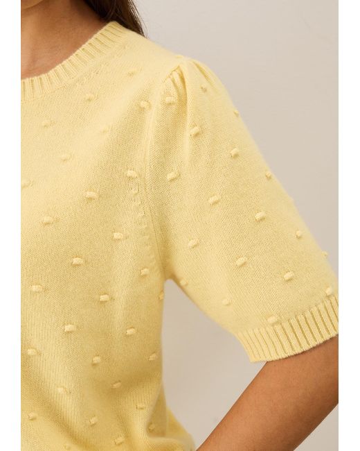 Loop Cashmere Yellow Bobble Puff Sleeved Sweater