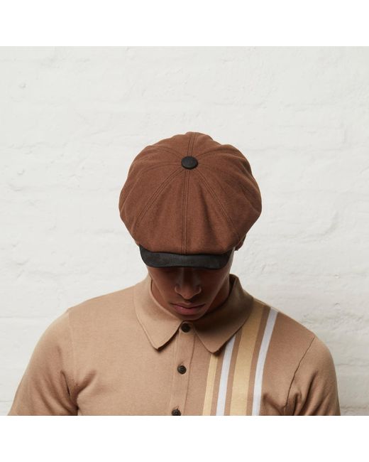 Dasmarca Hats Brown Eden Tobacco Wool Newsboy Bakerboy Peaky Cap With Leather Visor Peak for men