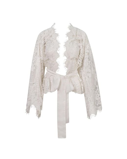 Belle -et-BonBon White Shalom Super Soft Eyelash Lace Cotton Bridal Kimono