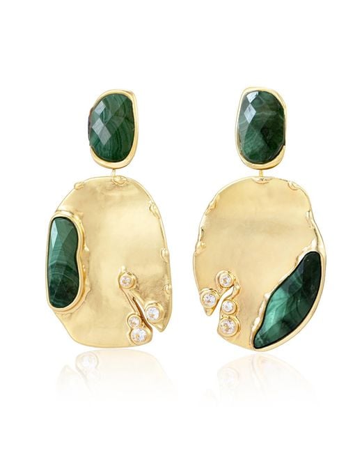 Rare Matters Jewelry Green Malachite Drop Earrings