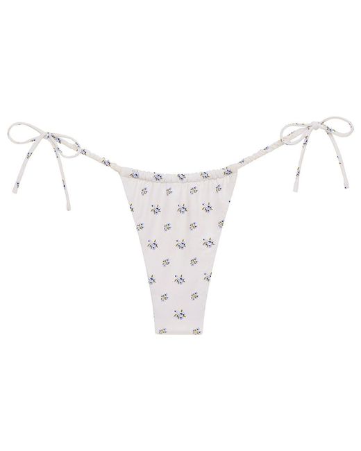 Montce White Heidi Floral Brasil Scrunch Bikini Bottom