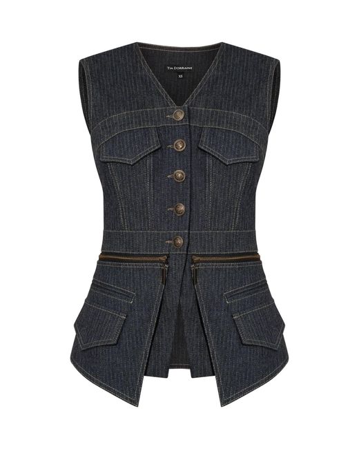 Tia Dorraine Black Sleeveless Denim Top Vest