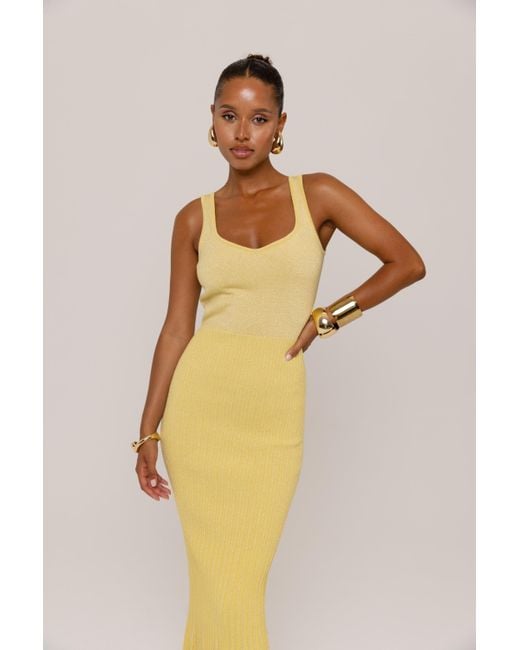 Andreeva Yellow Butter Metallic Knit Dress