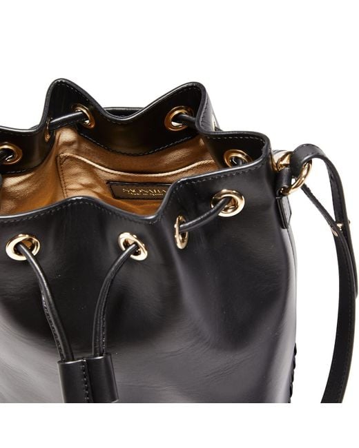 Saonara Brand Black Bucket Bag Leather