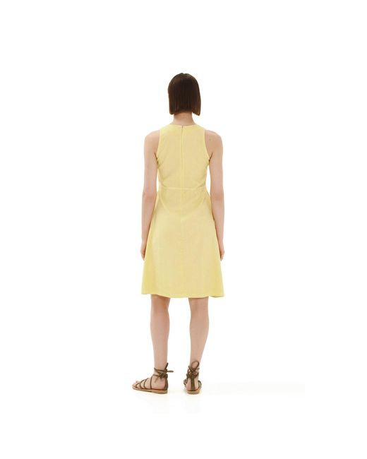 Haris Cotton Yellow Tank A Line Linen Dress