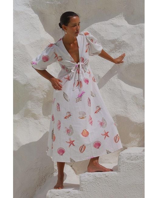 Palm Collective Pink Corsica Shell Maxi Dress