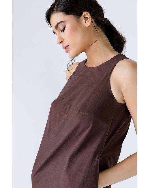 Conquista Brown Sleeveless Sack Dress