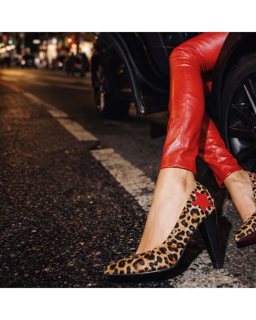 Rosamund Muir London Red Neutrals India Leopard Print Calf Hair With Star Heels