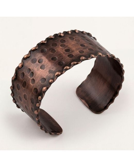 Anatoliacraft Brown Antiqued Hammered Copper Wide Cuff Bracelet