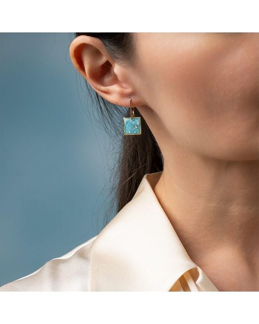 Kate Koel Blue Ocean Square Dangle Earrings