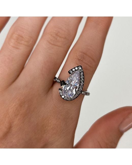 SALLY SKOUFIS Metallic Nourish Ring With Natural Diamond & Made Cz Diamond Stimulant