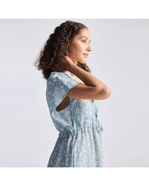 REISTOR Blue Gathered Maxi Dress