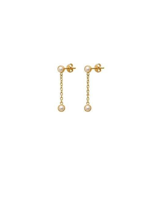 Lily Flo Jewellery Metallic Diamond And Pearl Chain Drop Earrings