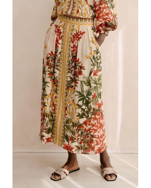 Raishma Orange Neutrals Crystal Viscose Skirt