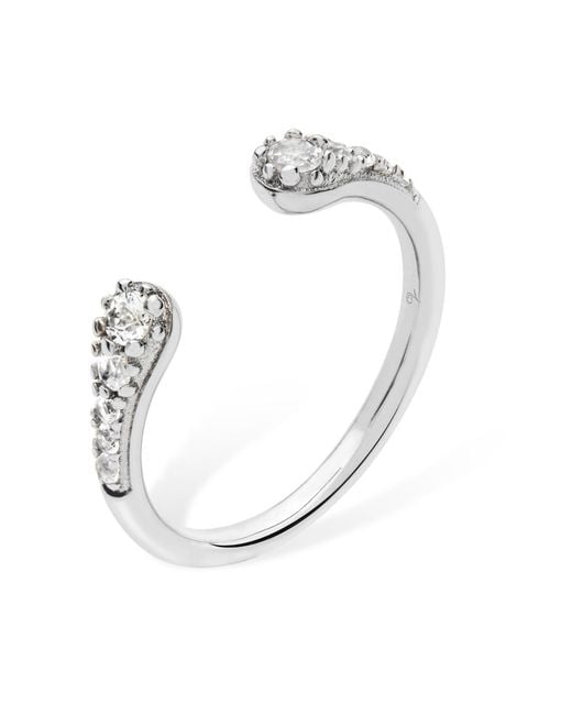 Lucy Quartermaine Metallic Solid Sterling Open Skinny Drip Ring With Topaz