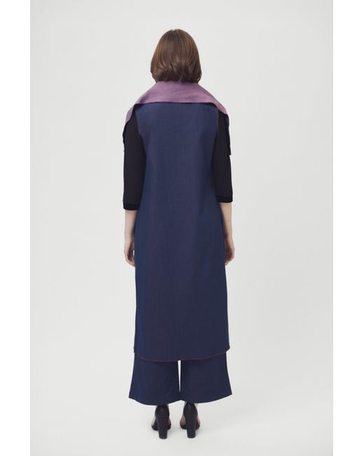 Saniya Khan Blue Deep & Mauve Reversible Denim Duster