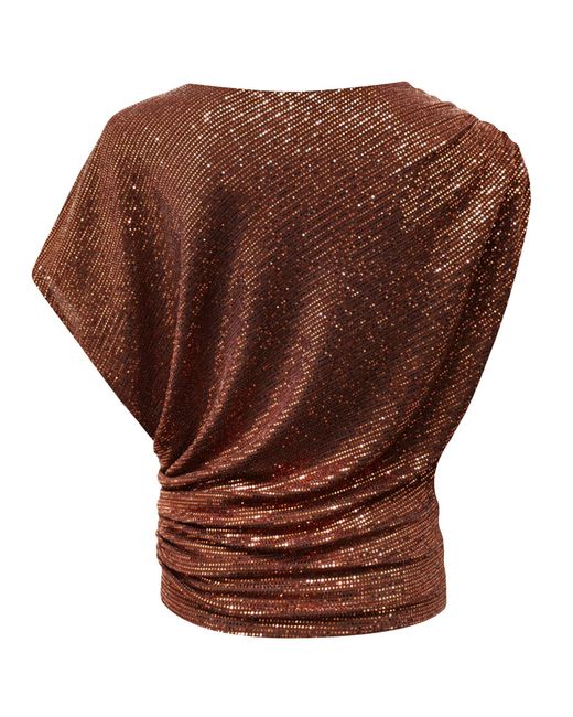 Me & Thee Brown Neutrals Lend An Ear Copper Sequin Top