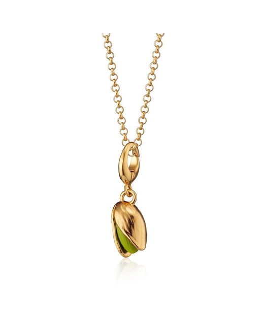 Lily Charmed Metallic Plated Pistachio Charm Necklace