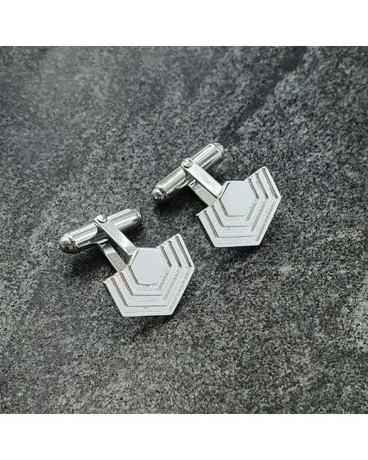 Edge Only Metallic Abstract Hexagon Cufflinks Sterling for men