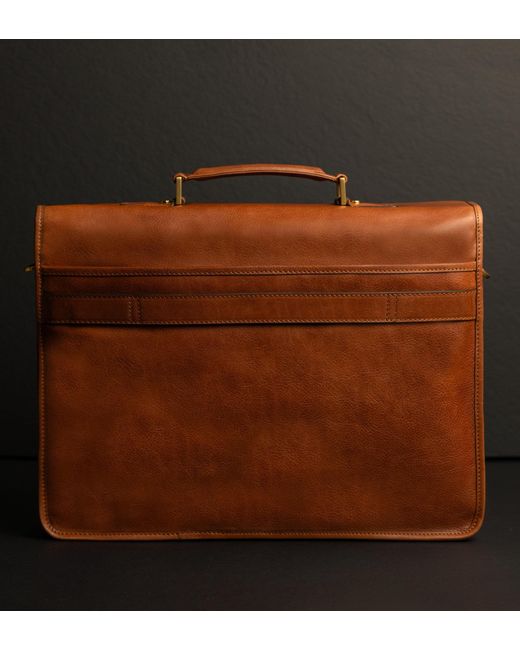 Time Resistance Brown Leather Satchel Bag for men