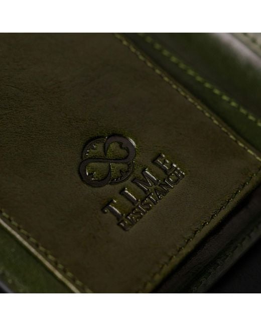 Time Resistance Green Leather Coat Wallet for men