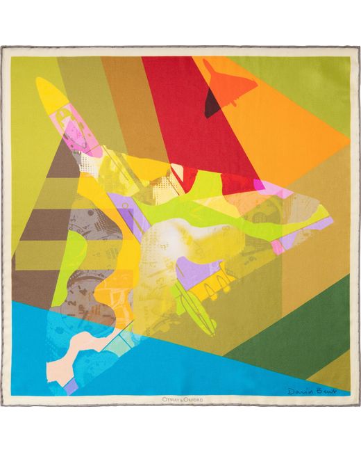 Otway & Orford Yellow 'A Beautiful Jigsaw' Vulcan Silk Pocket Square. Full-Size for men