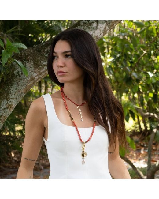 Ebru Jewelry Metallic Journey Of Love Mom Pendant Beaded Necklace