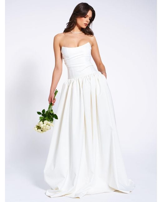Miss Circle New York White Umay Drop Waist Satin Corset Bridal Gown
