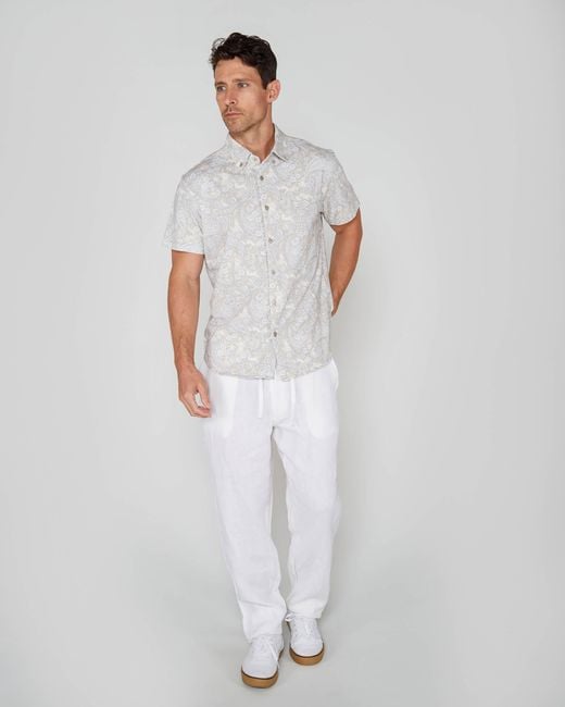 Lords of Harlech White Neutrals Todd Paisley Romance Knit Shirt for men