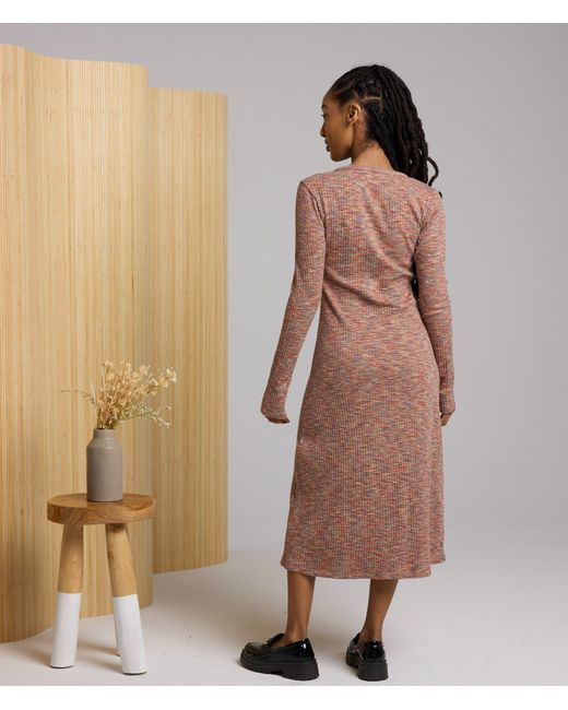 Known Supply Brown Button Up Midi Long Sleeve Dress