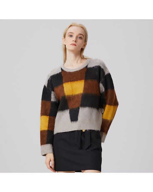 Smart and Joy Black Check Pattern Oversize Jumper