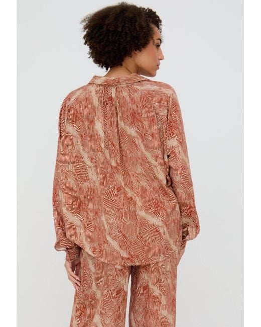 Raffya Natural Ginger Button Down Tiger Print Shirt