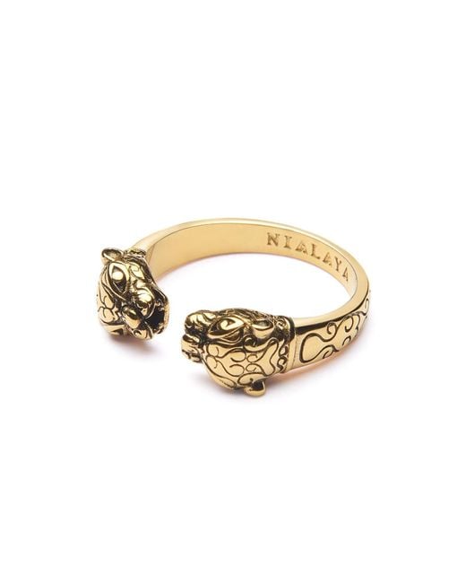 Nialaya Metallic Panther Ring for men