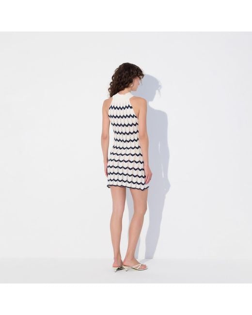 Thisisu Collection White Bellina Zigzag Beachwear Knit Dress