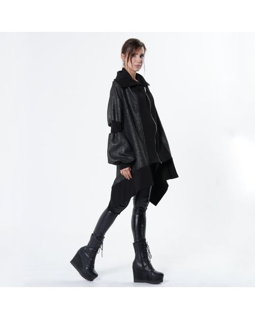Metamorph Black Extravagant Asymmetrical Metallic Cardigan