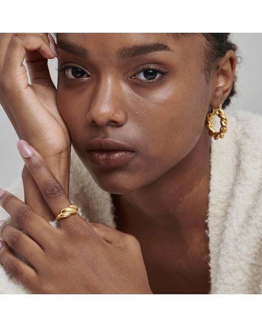 Shabella Nyc Metallic Croissant Adjustable Ring
